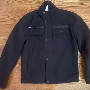 MICHAEL Michael Kors Black Military Field Jacket Stand-up Collar